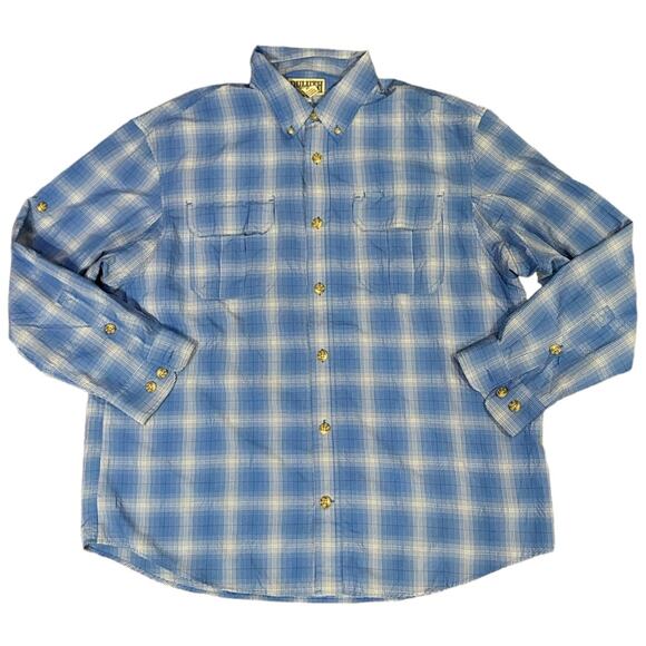 Duluth Trading Company Mens XL Long Sleeve Performance  Work Shirt Blue Plaid - Picture 1 of 6